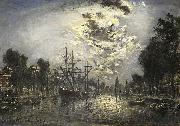 Johan Barthold Jongkind Rotterdam in the Moonlight oil painting reproduction
